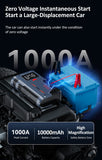 14.8V Tire Iator Portable Car Emergency Power Bank Jump Starter 10000mAh Air Pump Battery Booster Device Up to 4.0L Gas