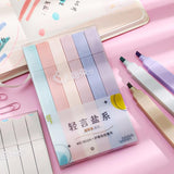 Color Highlighter Square Pen Barrel 6-piece Set of Soft Nib Head Pastel Highlighters Fluorescent for Students