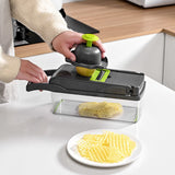 1Pc Green Black 12 in 1 Multifunctional Vegetable Cutter Shredders Slicer With Basket Fruit Potato Chopper Carrot Grater