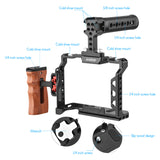 Andoer Aluminum Alloy Camera Cage Kit with Top Wooden Side Handle Grip Replacement for Sony A7 IV
