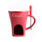 Mug European Swiss Ice Cream Cheese Chocolate Melt Oven Red Ceramic Atmosphere Hot Pot Cup with Fork