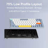 iBlancod 84-Key Wireless Keyboard - 2.4G+BT5.0+Type-C, 75% Low Profile Layout for Tablets, Laptops, and Smartphones
