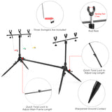 Lixada Adjustable Retractable Carp Rod Holder Fishing Pole Pod Stand with 3 Bite Alarms and Swingers Indicator