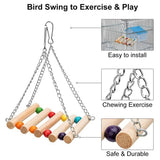 Bird Parrot Toys Wooden Hanging Swing Hammock Chewing Climbing Ladders Perches Pet Cage Accessories