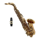 Eb Alto Saxophone Bent Neck Sax Woodwind Instrument with Carved Brass Lacquer Gold Finish Cleaning Cloth Brush and Bag