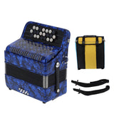 Accordian 22 Key 8 Bass Professional Button Reed Instrument for Beginner with Storage BagDark Blue