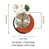 1pc, Orange Wall Clock, Ginkgo Leaf Decoration Clock, Bedroom, Living Room, Silent Wall Watch, Autumn Thanksgiving Halloween Harvest Festival, Home Decor, Aesthetic Room Decor