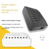 1 PCS Hub 8 Port Fast Charge Charging Desktop Dock Charger EU Plug Black