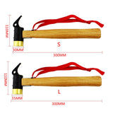 Multi-function Wood handle Brass Camping Hammer Anti-Slip Rope Brass Peg Hammer