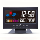 1pc Weather Clock with Voice-Activated Backlight - Displays Time, Date, Week, Temperature, Humidity, and Weather Forecast - 15.6x4x9.6cm/6.1x3.7x1.5in