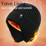 Thick Fleece ed Beanie Hats with Earflap, Warm Hat Men Women, Windproof Knit Skull Cap for Winter Outdoor