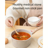 1pc  Medical Stone Saucepan, With Wooden Handle, Non-stick Pot, Small Milk Pot, Baby Food Pot, For Home Kitchen Restaurant,