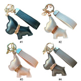 Cute Dog Keychain Leather Puppy Key Chain Charm Multifunctional Bulldog Bag Pendant for Car Keys Decoration