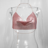 Sequined Personalized Metal Strap Top