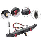 Metal Rear Bumper with LED Light Antenna Tail Hook for 1:10 RC Crawler Car TRX4 Axial SCX10 90046