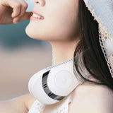 Portable Mini Hanging Neck Digital Display Power Bladeless Neckband Air Cooler USB Rechargeable Electric Fan For Running