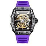 ONOLA 2022 New Fashion Diamond Design Fully Automatic Mechanical Watch Men's Tape Waterproof Sports Watches Relogio Masculino