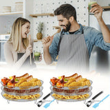 1 Set Air Fryer Rack With Anti-scalding Clip Stainless Steel Removable Air Fryer Stacking Rack Round Air Fryer