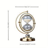 1pc Side Globe Rotatable Hourglass Ornament,Metal Can Rotate Craftwork Creativity Modern Art Home Desk Accessory,room Decor
