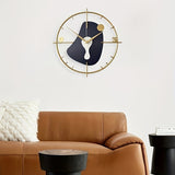 1pc, Creative Modern Wall Clock, Blue Silent Bedroom Dining Room Wall Clock, Metal Iron Art Clock, Room Decor, Home Decor