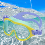 Swimming Lightweight Soft Adjustable Strap Wide Vision Swim Goggles for Beach Diving Long and Short Hair Children Pool