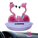 Solar Bobblehead Flamingo Cute Ornaments Dashboard Shaking Decor Valentine's Day Shake Head Toy For Car