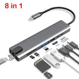 Type C To 2 HDMI-compatible Dual Monitor with Gigabit RJ45 USB HUB PD 3.5mm SD/TF USB-C Data Transmission Adapter