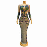 2023 Hot Selling New with Peacock Pattern, Famous Ethnic Style, Luxury and Small Crowd Long sleeved Party Evening Dress