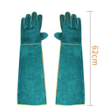 Anti-Bite Safety Ultra Long Leather Green Pets Grip Biting Protective Gloves for Catch Dog Cat Reptiles Animal