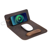 Wireless 15W Fast Charging with Foldable Phone Holder Gaming Mouse Pad Leather Large Computer Mousepad