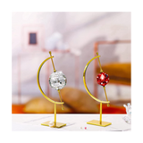 2 Pcs Golden Toned Sphere Holder Metal Caliper Style Crystal Display Stand for Mineral Ornament