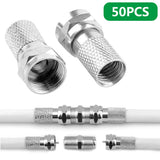 50PCS/Set Copper Twist On RG6 F Type Coaxial Plugs RF/AV Signal Cable Connector TerminalsPlugs