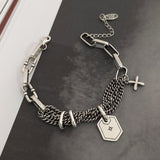 Thai Silver Cross Heavy Industry Bracelet Female Fashion