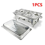 1Pcs 1/2/3 Grid Pans Rectangle Chafing Dish Food-Grade Stainless Steel Food Meal Plates Catering Buffet For Hotel Restaurant