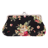 Vintage Flower Wallet Lady Buckle Clutch Bag Rose Pattern Coin Purse for Woman