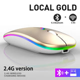 Rechargeable Bluetooth wireless mouse 2.4GHz USB RGB 1600DPI mouse, suitable for computers, laptops, game consoles, and mice