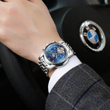 GUANQIN Mechanical Luxury 316L Steel Watch Tourbillon Automatic Week Display Watch For Men Waterproof Luminous Men's watches+Box