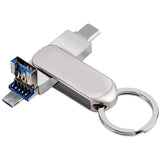 3 In 1 USB Flash Drive TYPE-C+Micro-USB+USB3.0 Mini Metal Stick U Disk Memory Card