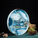 1pc Marble Pattern Storage Tray, Round Vanity Tray, Sink Soap Dispenser Storage Rack, Perfume Makeup Organizer, Key Jewelry Ring Storage Tray, Home Decor, Bathroom Accessories