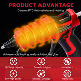 Cordless 30s Quick Preheat Hot Melt Gun with 30 Pcs 7mm Glue Stic for Milwaukee 18V Battery (No Battery)