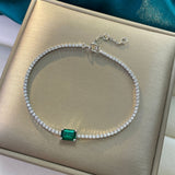 New Female Emerald Bracelet 1 Carat Simple Mosaic Length 165mm+3mm