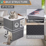 Indoor Cat House with Separate 2 Large Cat Bed Cave Hideaway Condos and Hanging Balls. Cat Cube for Multiple Cats and Kittens.