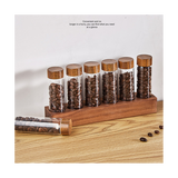 Storage Tubes Coffee Bean Cellar Wooden Display Stand and Funnel Espresso Accessories