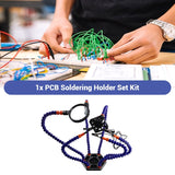 PCB Soldering Holder Helping Hands LED Lamp 3X Magnifying Glass For Electronic Welding Third Hand Fresnel Lens