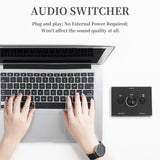 3.5mm 1 Output/1 Input 2 Output Splitter Switcher, Audio Switcher Box, One-Key Mute Button