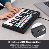 WORLDE Orca mini25 - Portable 25-Key USB MIDI Keyboard Controller with 16 RGB Backlit Trigger Pads and 8 Assignable Control Knobs