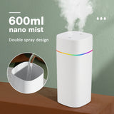 600ML Double Spray Port Air Humidifier Luminous Essential Oil Aromatherapy Humificador Cool Mist Maker er Purify for Home