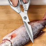 1pc Kitchen Stainless Steel Scissors, Special Strong Household Scissors, Bone Chicken Bone Scissors, Multifunctional Roast Food