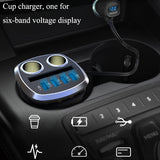 URANT Car Charger Multifunctional Cup Phone Holder Cigarette Lighter Sockets with 4 USB Ports Voltage Display Power Adapter