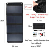 100W Foldable Solar Panel - Portable Dual USB Charger with Fast Charge Support for Phone. Ideal for Camping. Harness Solar Energy.